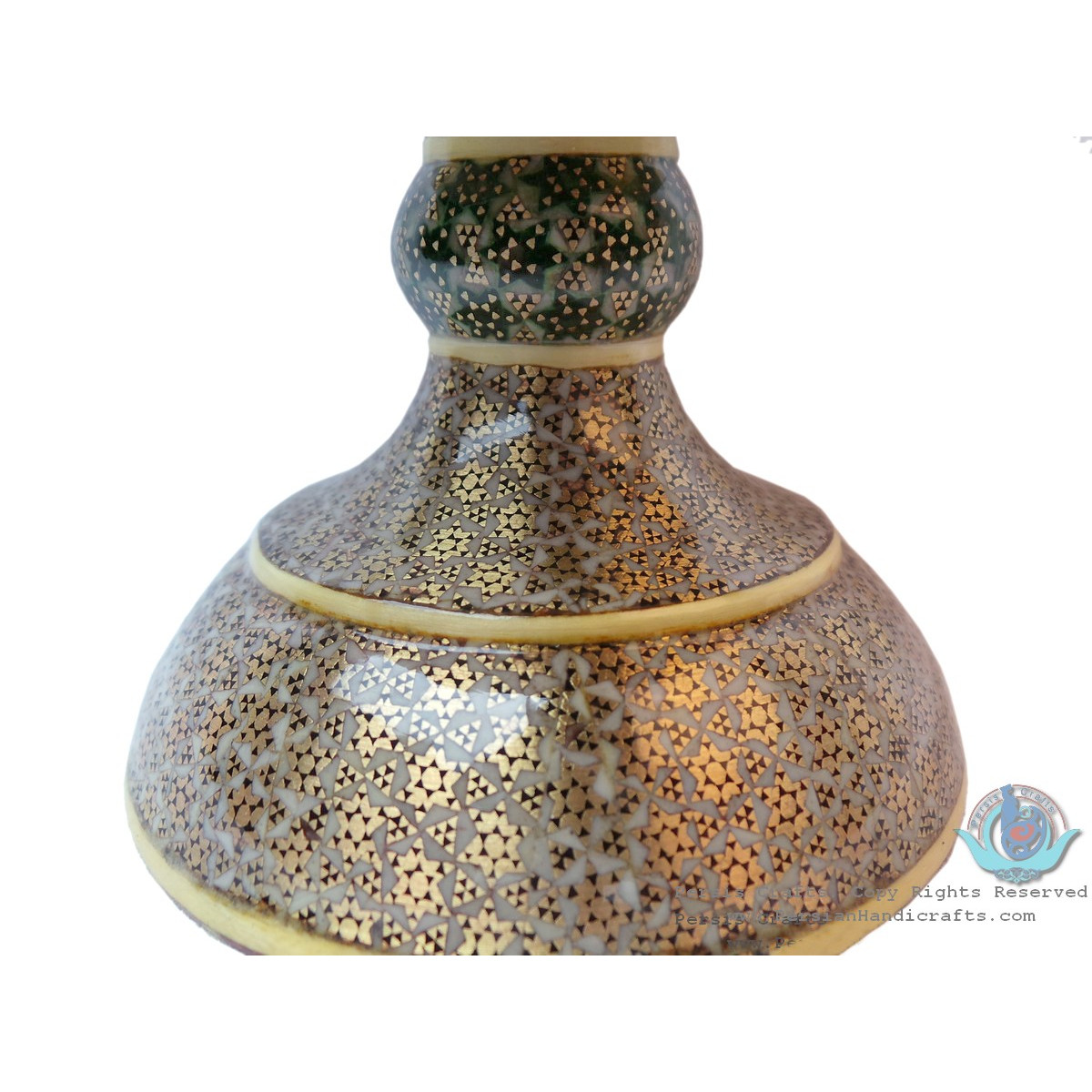 Khatam on Copper Pedestal Bowl Dish - HKH3004-Persian Handicrafts