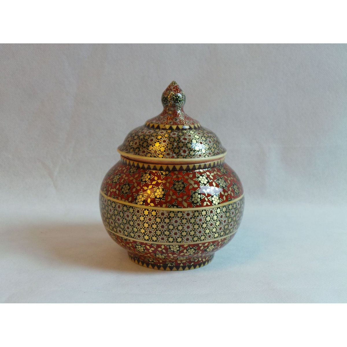Khatam on Copper Sugar/Candy Bowl Dish - HKH3005-Persian Handicrafts
