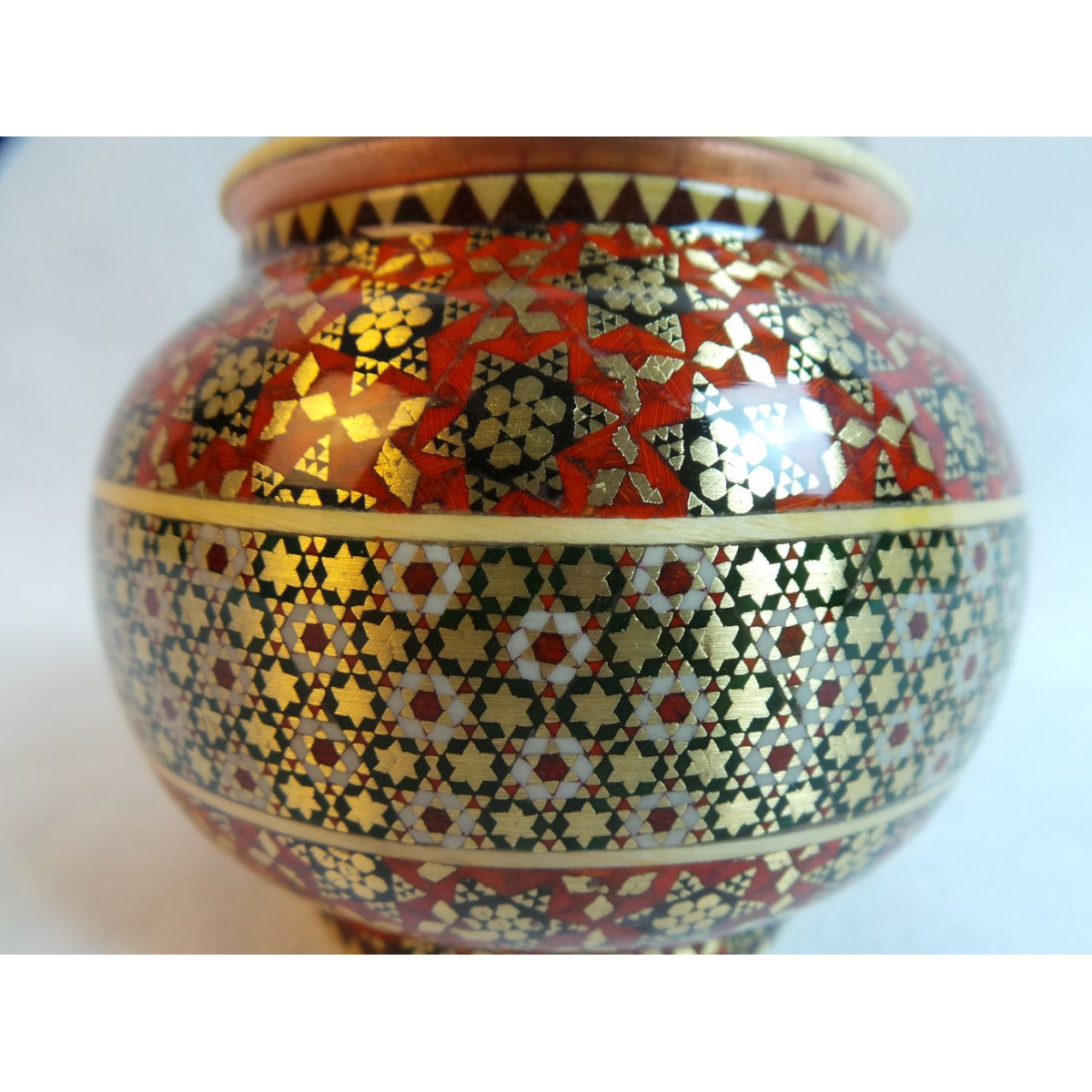 Khatam on Copper Sugar/Candy Bowl Dish - HKH3005-Persian Handicrafts