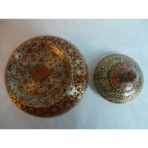 Khatam on Copper Sugar/Candy Bowl Dish - HKH3005-Persian Handicrafts