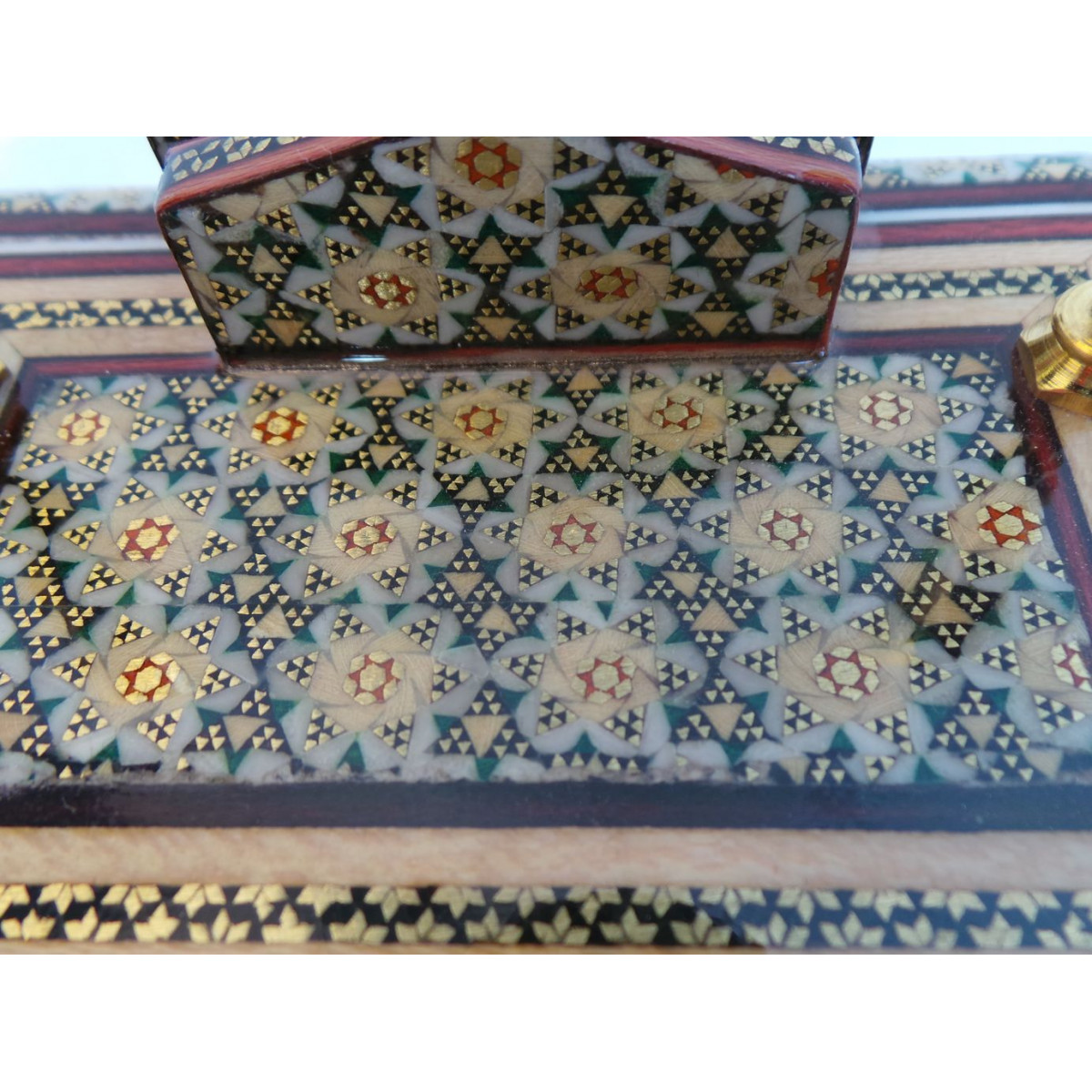 Persian Khatam Handicrafts Envelope Holder Pen Rest - HKH3008-Persian Handicrafts