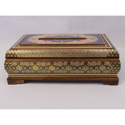 Khatam on Wood Tissue Box - HKH3014
