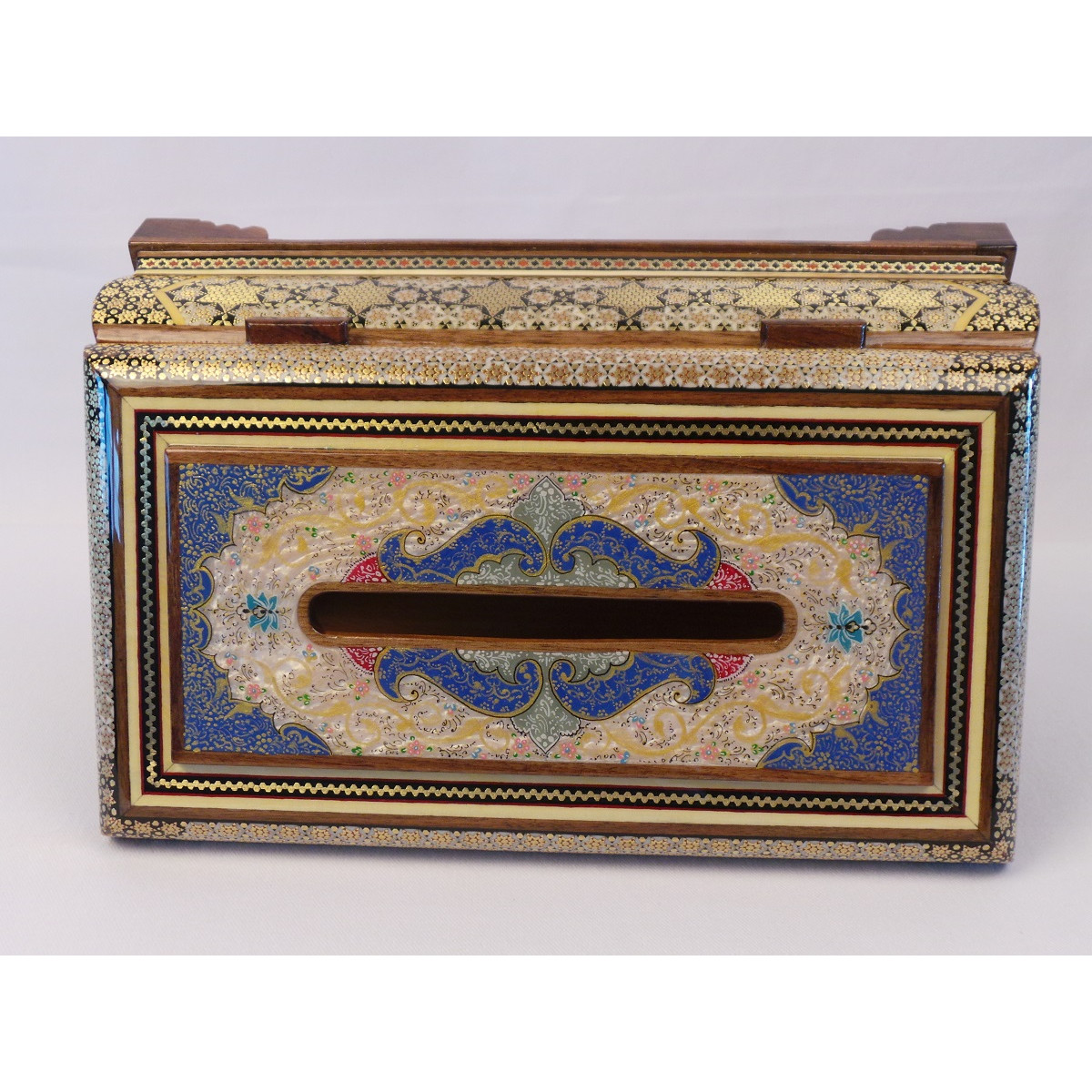 Khatam on Wood Tissue Box - HKH3014-Persian Handicrafts