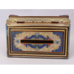 Khatam on Wood Tissue Box - HKH3014-Persian Handicrafts