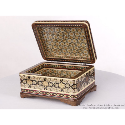 Khatam Large Jewelry Box with Tazhib Painting - HKH3603 Khatam Large Jewelry Box with Tazhib Painting - HKH3603