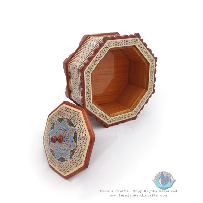 Tazhib Miniature Khatam Marquetry on Octagon Candy Box - HKH3904