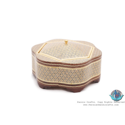 Sun Design Khatam Marquetry on Flower Shape Candy Box - HKH3905