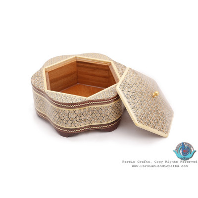 Sun Design Khatam Marquetry on Flower Shape Candy Box - HKH3905