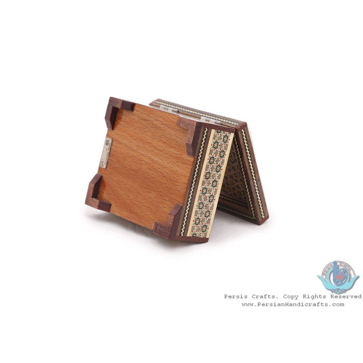 Khatam Marquetry with Flower & Bird Miniature on Jewelry Box - HKH3910-Persian Handicrafts