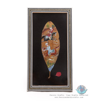Hand Miniature on Leaf with Khatam Frame - HKH3925