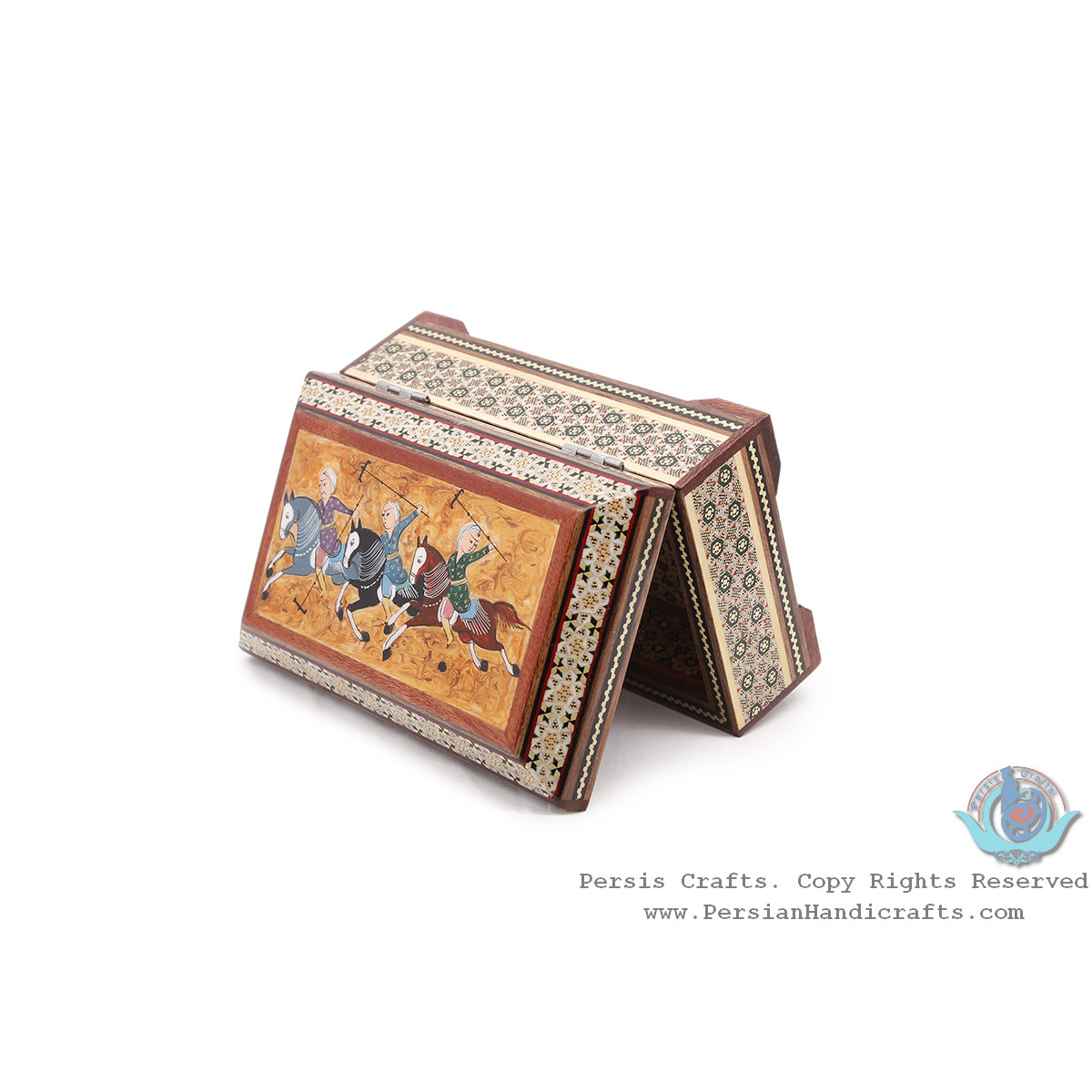 Privileged Decorative Khatam Boxes w Chogan Miniature - HKH4004-Persian Handicrafts