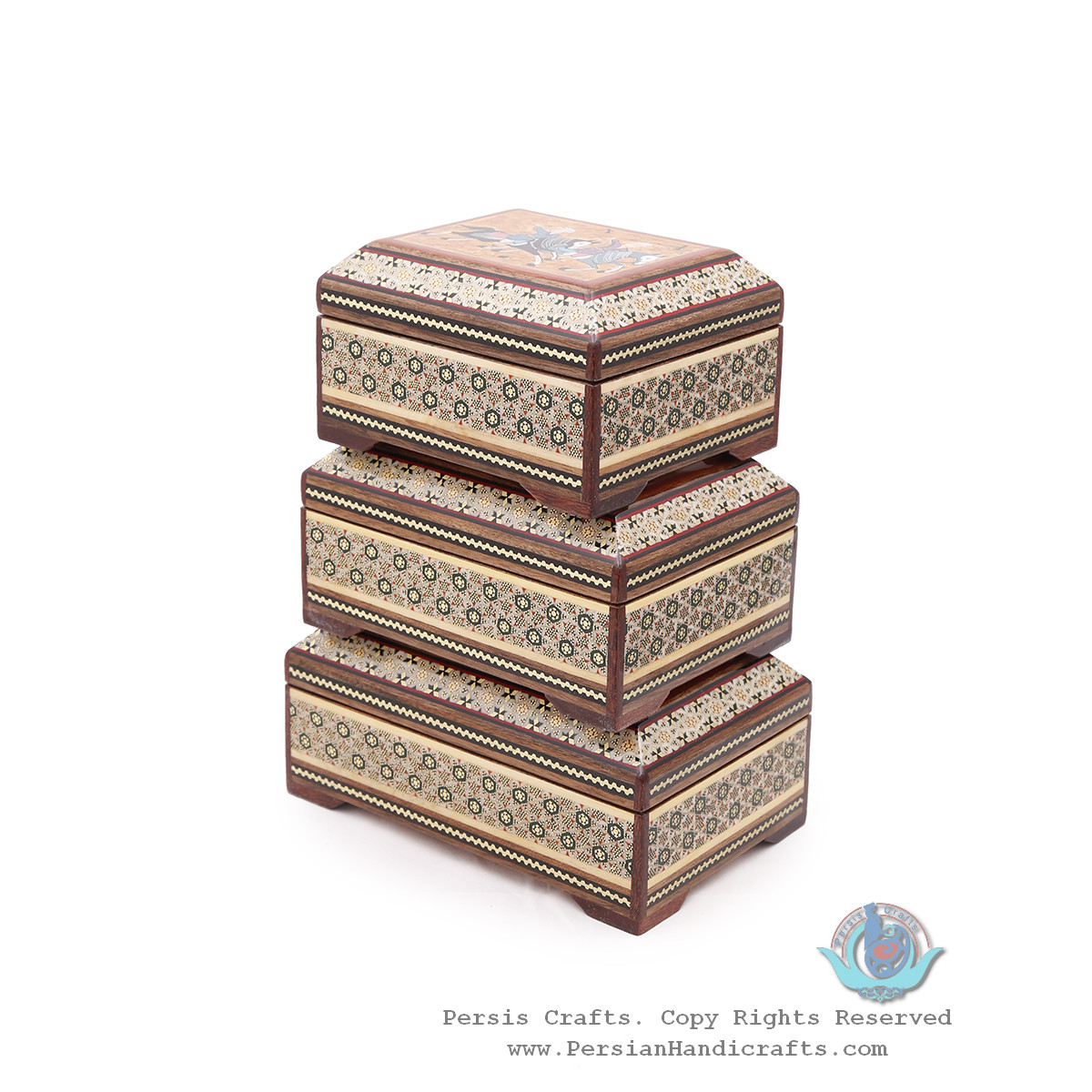 Privileged Decorative Khatam Boxes w Chogan Miniature - HKH4004-Persian Handicrafts
