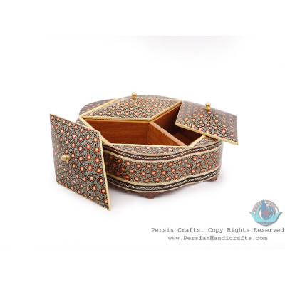 Classy Partitioned Flower Shape Khatam Candy Box - HKH4007