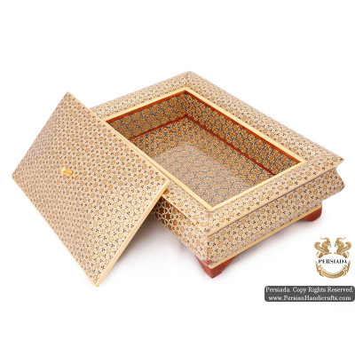 Decorative Wooden Storage Box | In & Out Khatam Shiny Gold Marquetry | HKH5109