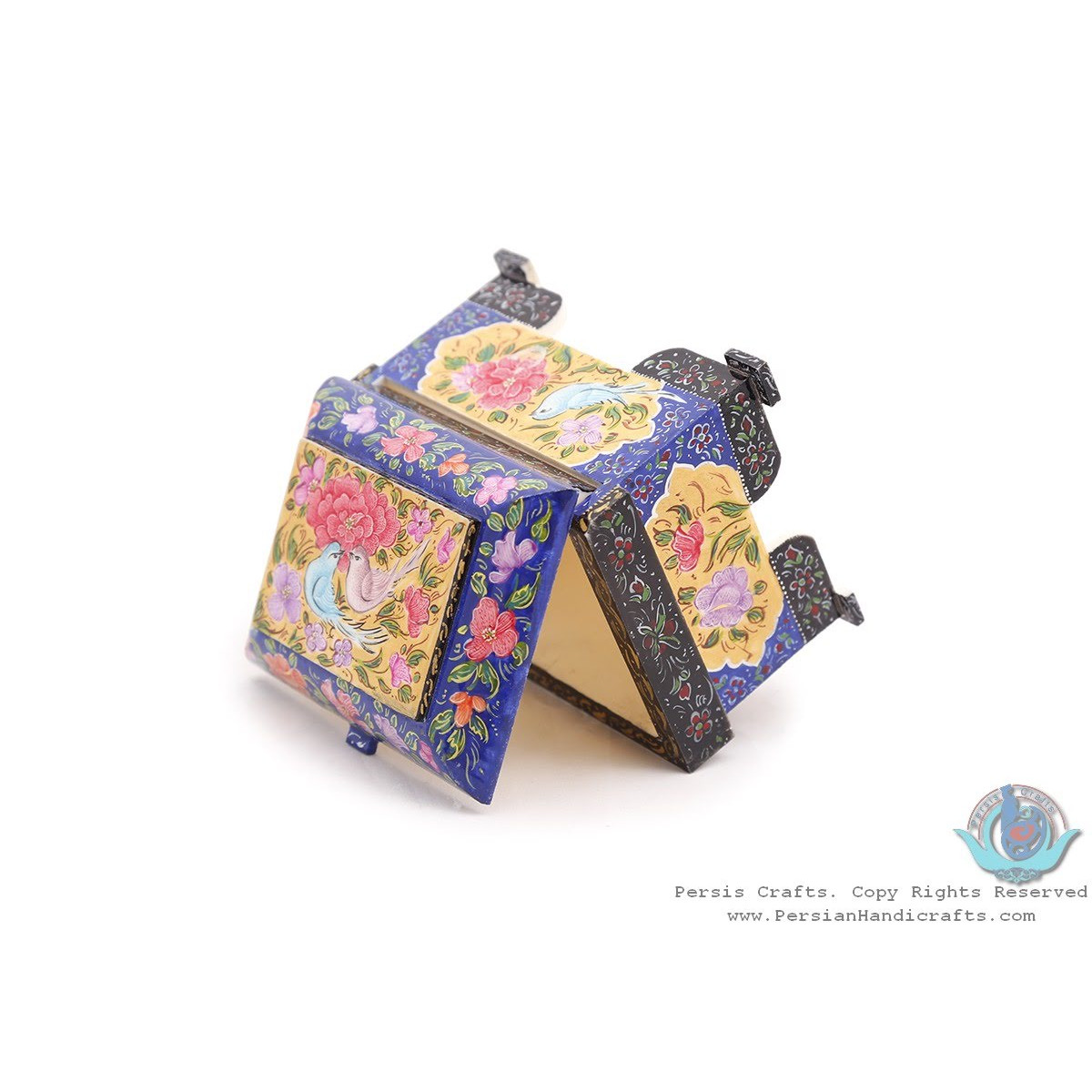 Privileged Flower & Bird Miniature Jewelry Box - HM3903-Persian Handicrafts