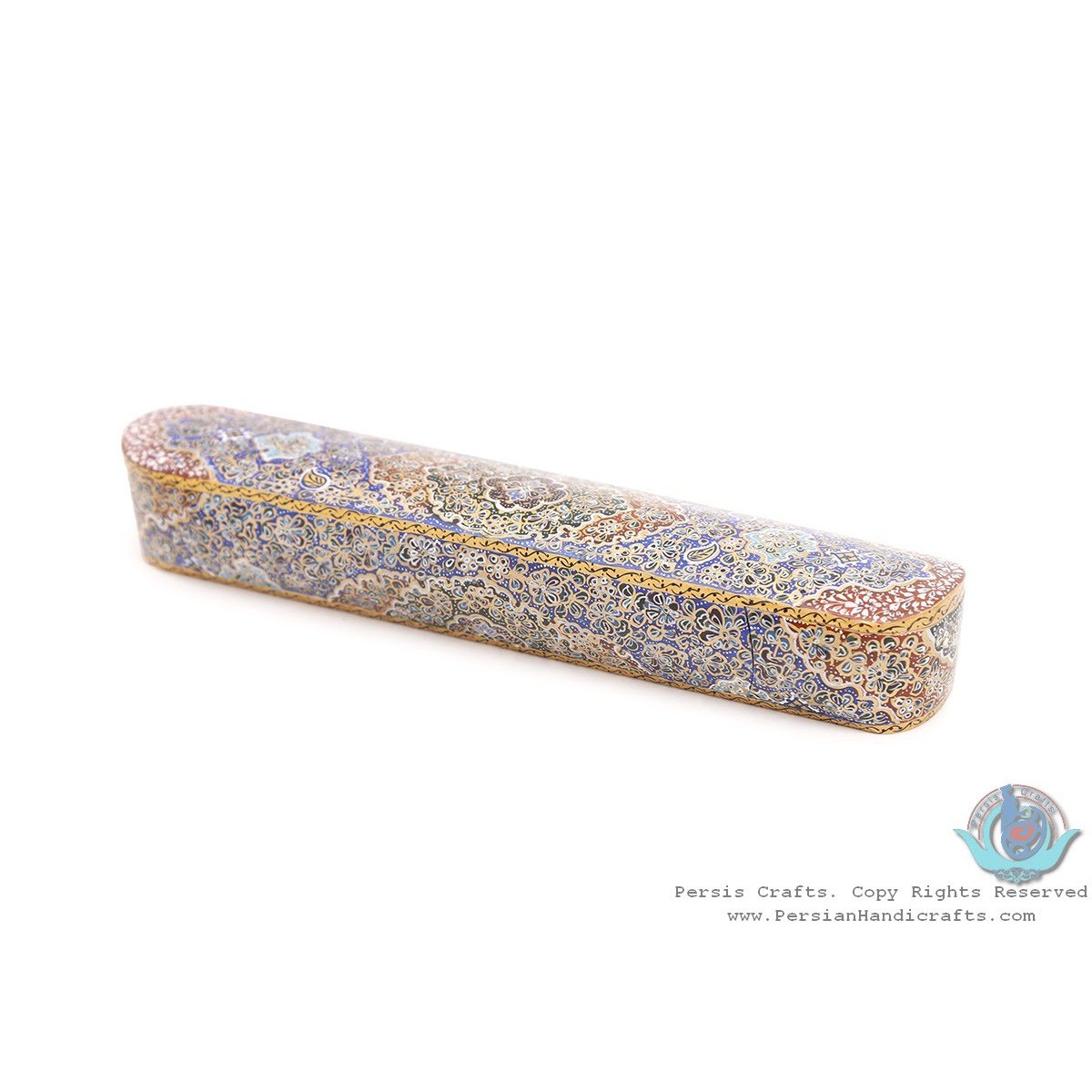 Classy Tazhib Miniature Pen Holder with Sliding Lid - HM3905-Persian Handicrafts
