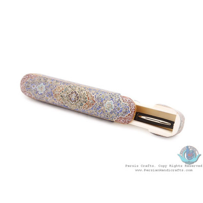 Classy Tazhib Miniature Pen Holder with Sliding Lid - HM3905