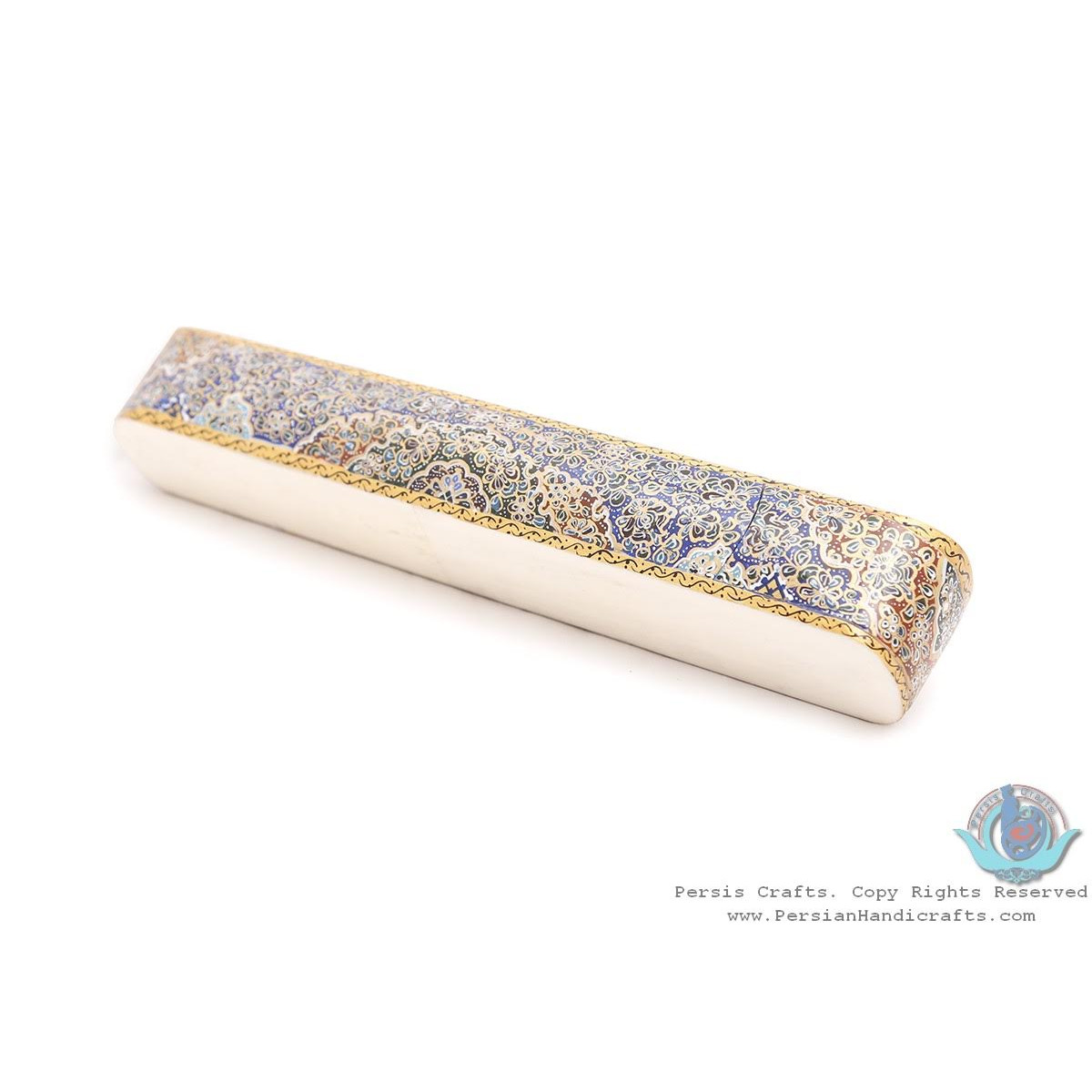 Classy Tazhib Miniature Pen Holder with Sliding Lid - HM3905-Persian Handicrafts