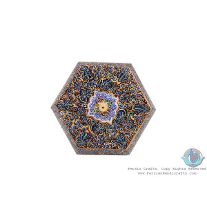 Miniature Hexagon Shape Jewelry Box - HM3907-Persian Handicrafts