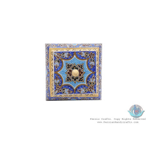 Tazhib Miniature Square Shape Jewelry Box - HM3910-Persian Handicrafts