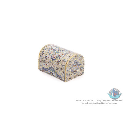 Premium Tazhib Miniature Round Trunk Shape Jewelry Box - HM3920