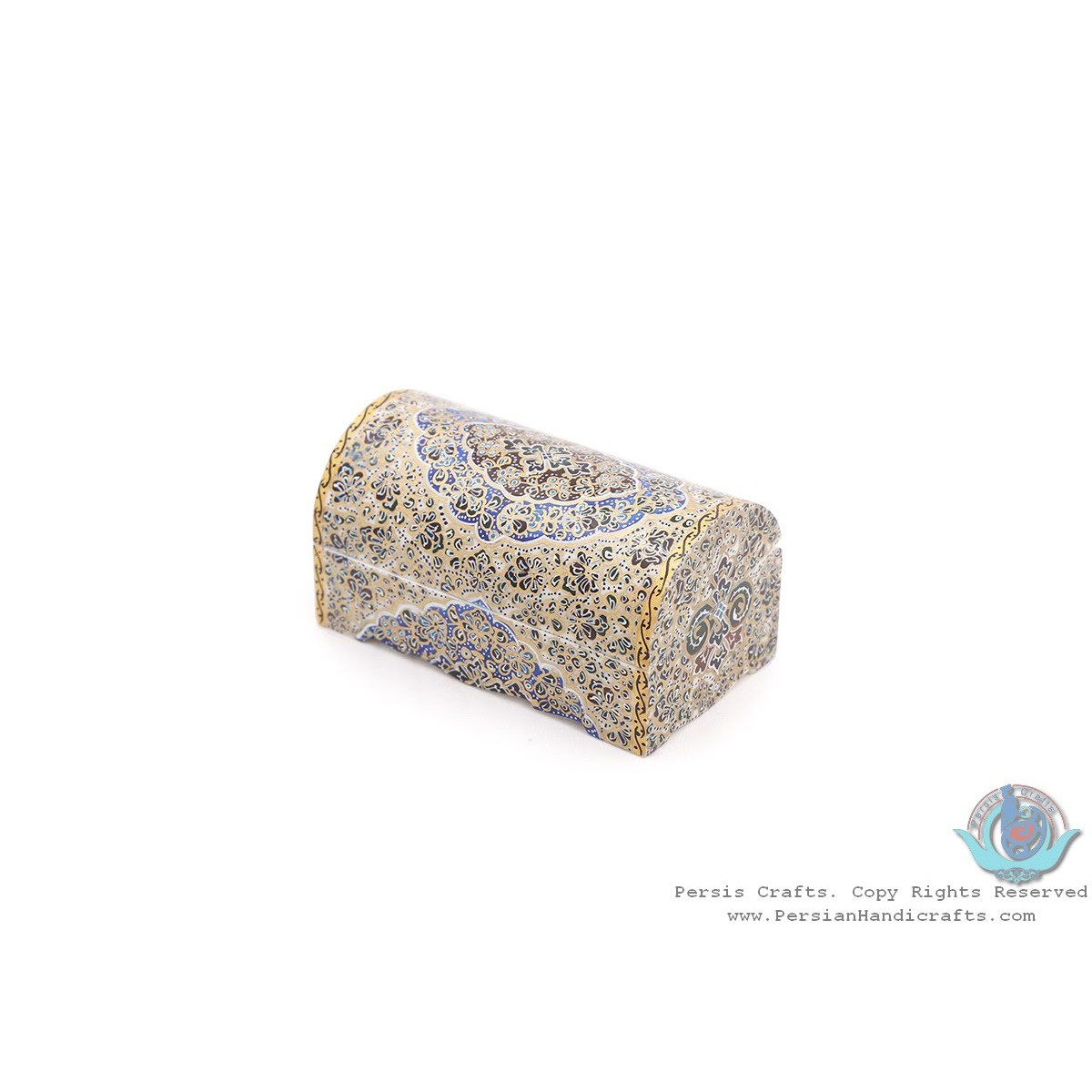 Tazhib Miniature Trunk Shape Jewelry Box with 2 Storages - HM3921-Persian Handicrafts