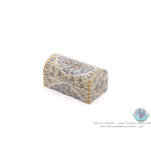 Tazhib Miniature Trunk Shape Jewelry Box with 2 Storages - HM3921-Persian Handicrafts