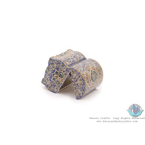 Premium Tazhib Miniature Mini Round Trunk Shape Jewelry Box - HM3924-Persian Handicrafts