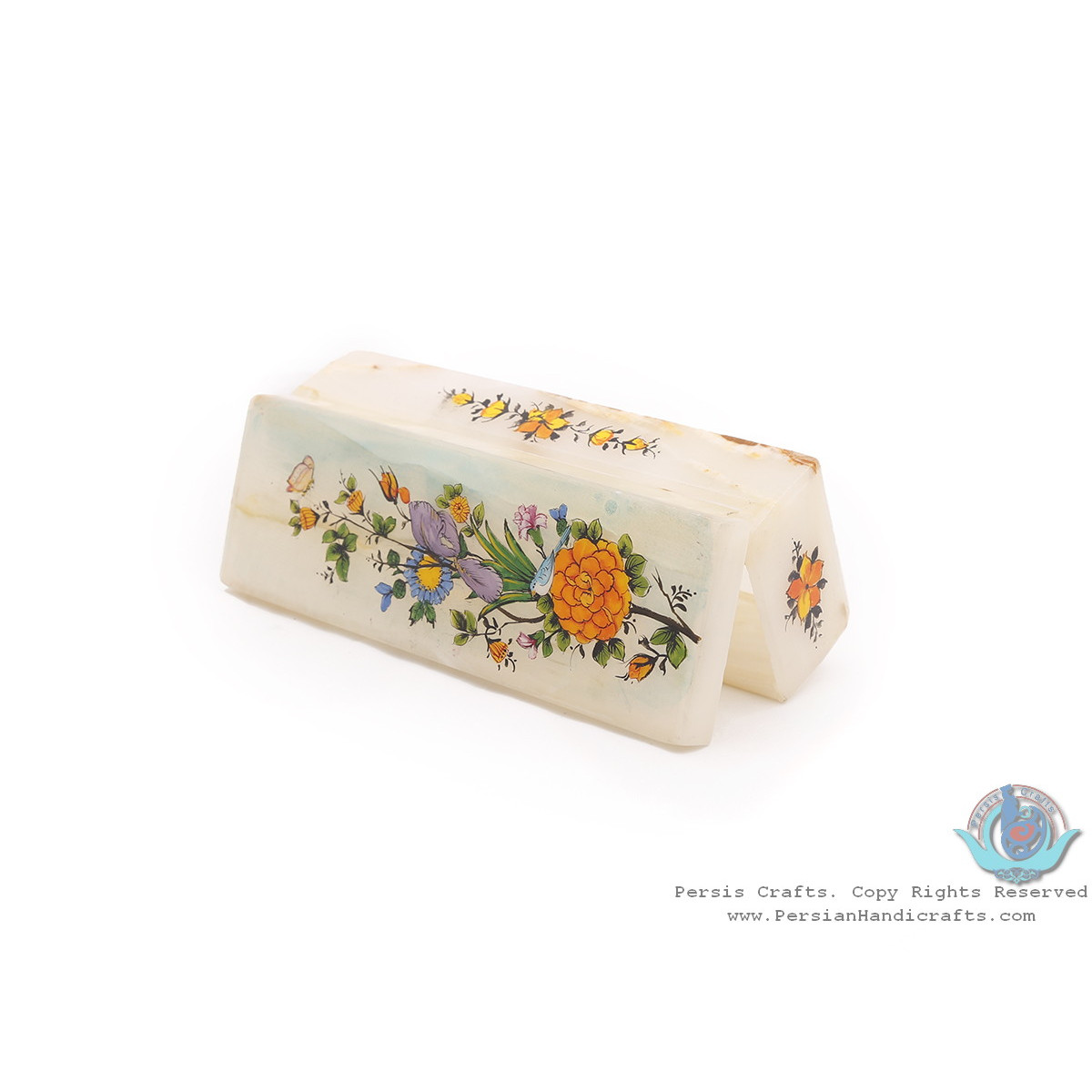 Flower & Bird Minature on Marble Stone Jewelry Box - HM3928-Persian Handicrafts