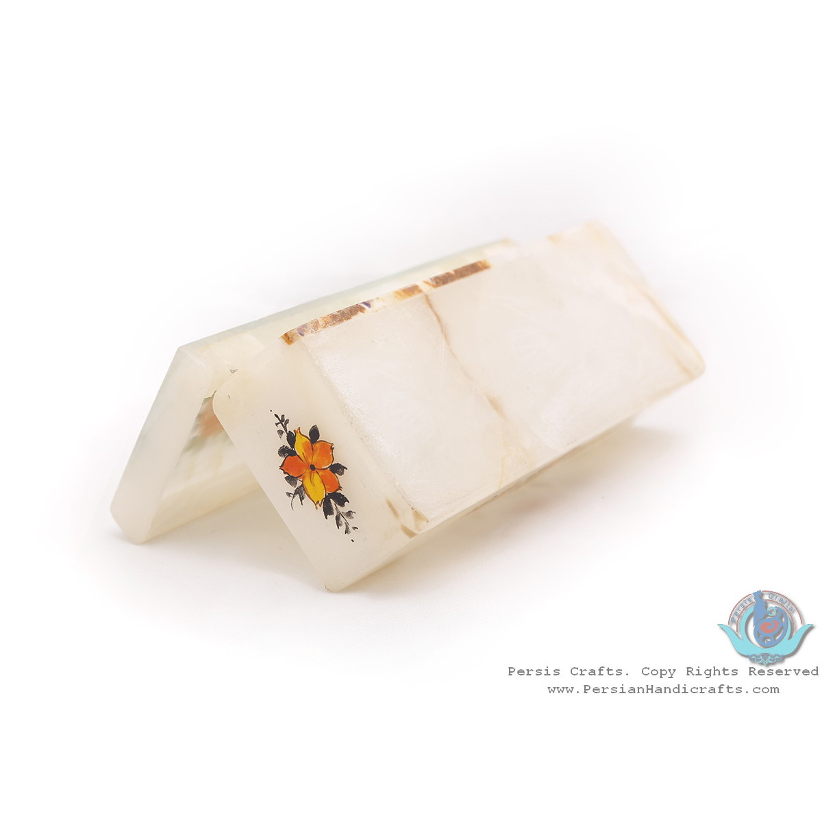 Flower & Bird Minature on Marble Stone Jewelry Box - HM3928-Persian Handicrafts