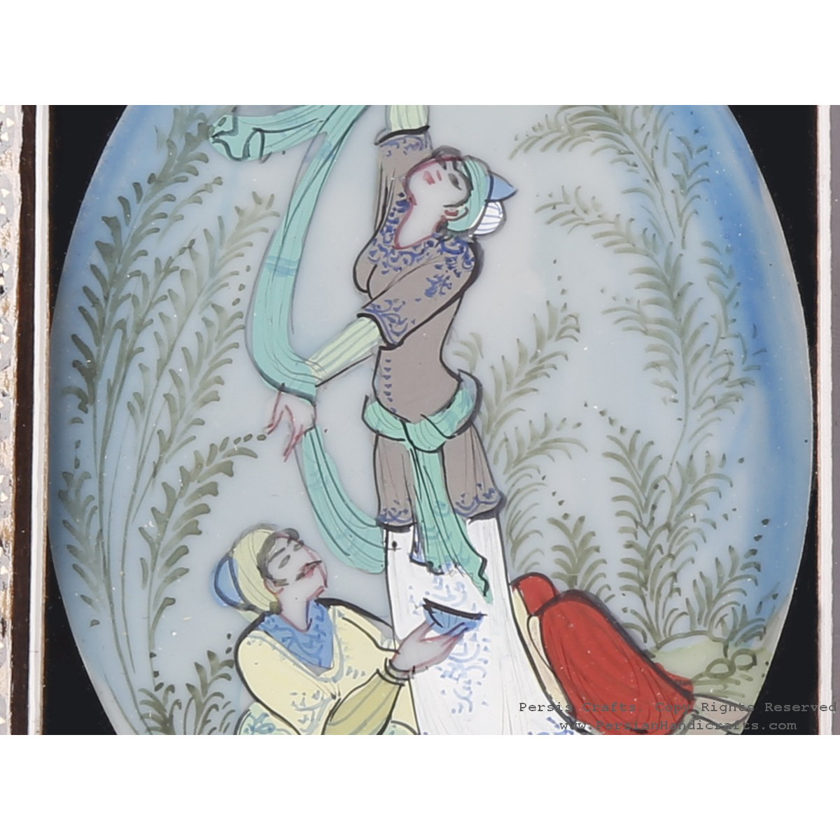 Miniature Handpainting (Shirin & Farhad) with Khatam Frame - HM3101-Persian Handicrafts