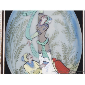 Miniature Handpainting (Shirin & Farhad) with Khatam Frame - HM3101-Persian Handicrafts