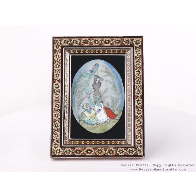 Miniature Handpainting (Shirin & Farhad) with Khatam Frame - HM3101