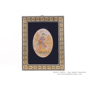 Miniature Hanpainting (Shahrzad) with Khatam Frame - HM3106-Persian Handicrafts