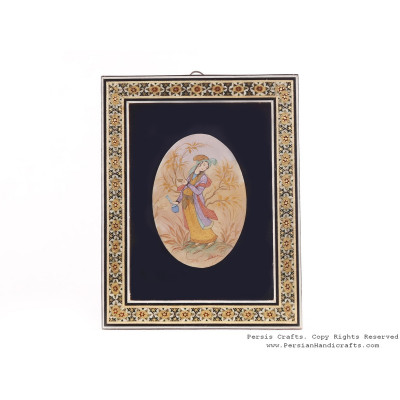 Miniature Hanpainting (Shahrzad) with Khatam Frame - HM3106