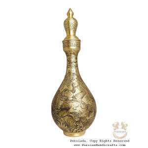 Antique Style Liquor Decanter | Miniature on Brass Handgraved Ghalamzani | PHGL702