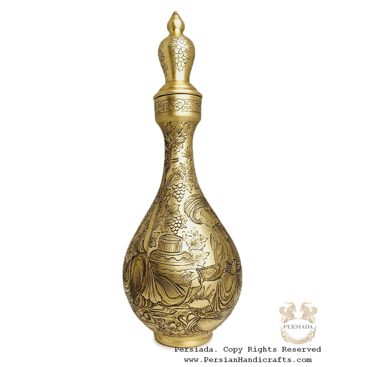 Antique Style Liquor Decanter | Miniature on Brass Handgraved Ghalamzani | PHGL702