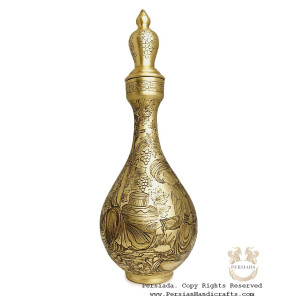 Antique Style Liquor Decanter | Miniature on Brass Handgraved Ghalamzani | PHGL702