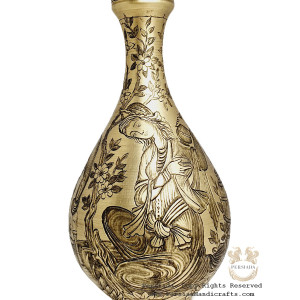 Antique Style Liquor Decanter | Miniature on Brass Handgraved Ghalamzani | PHGL702