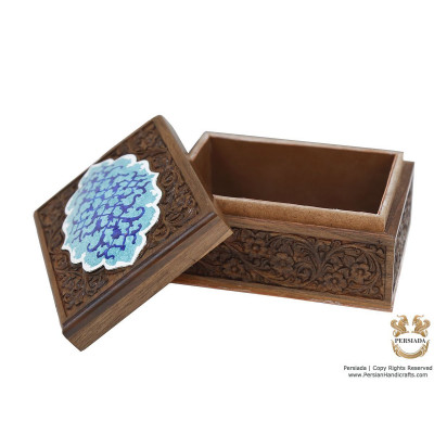 Handgraved Wooden Box - Minakari on Detachable Lid | PE4103 Handgraved Wooden Box - Minakari on Detachable Lid | PE4103