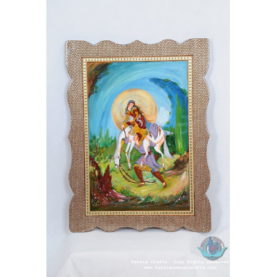 Miniature Handpainting (Shirin & Farhad) with Khatam Frame- PKH1008