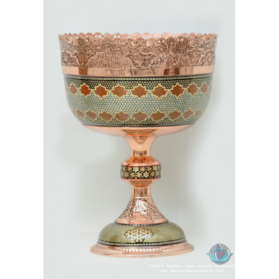 Khatam Marquetry on Copper Pedestal Cookie Bowl- PKH1035