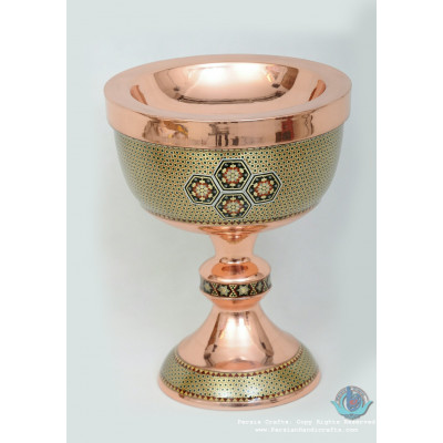 Khatam Marquetry on Copper Pedestal Cookie Bowl- PKH1035