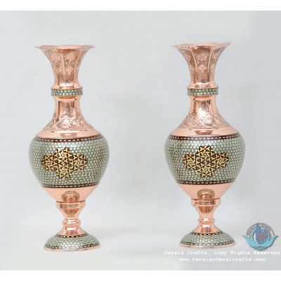 privileged Khatam Marquetry Flower Vase & Pedestal Dish Set - PKH1040