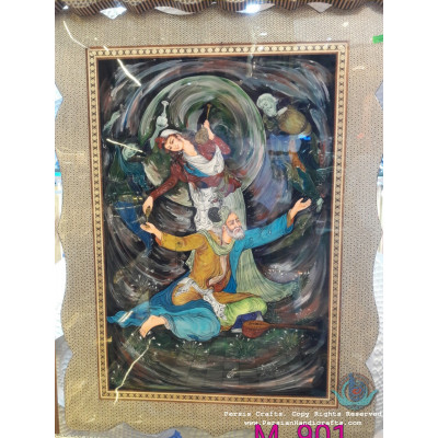 Miniature Handpainting (Shirin & Farhad) with Khatam Frame- PKH1052