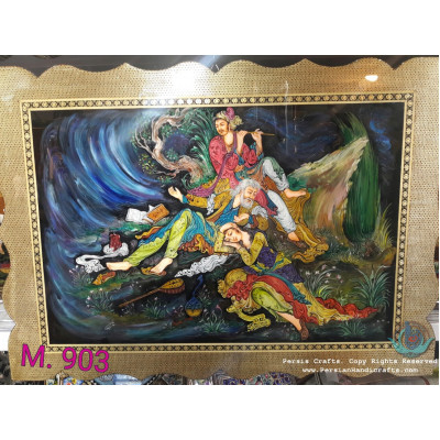 Miniature Handpainting (Shirin & Farhad) with Khatam Frame- PKH1052