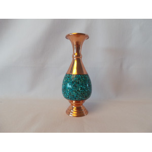 Persian Turquoise Inlying  Vase - HTI1037-Persian Handicrafts