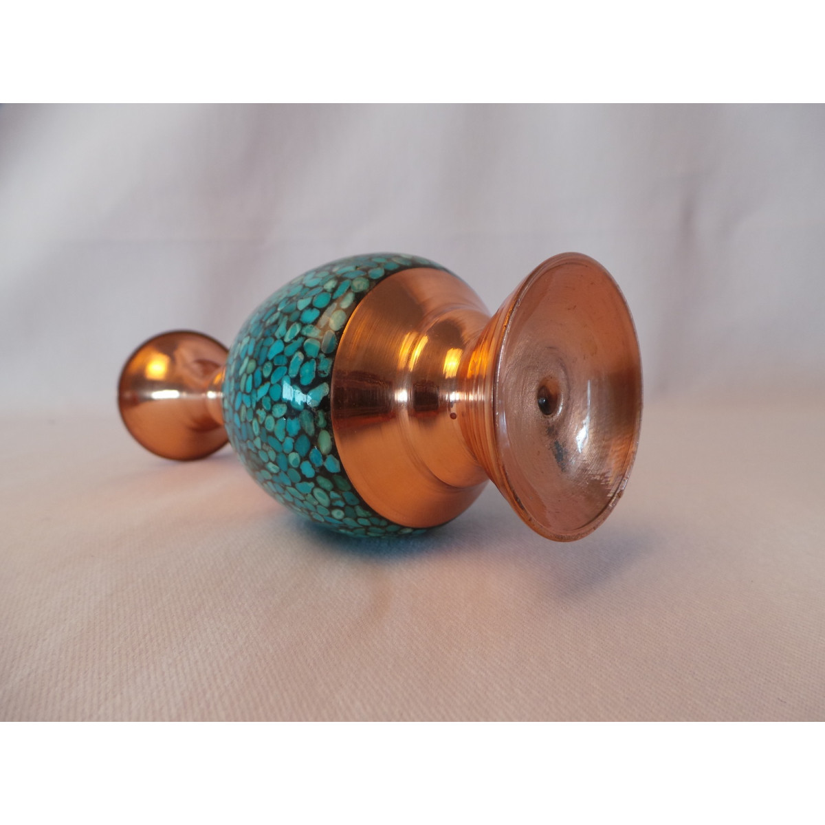 Persian Turquoise Inlying  Vase - HTI1037-Persian Handicrafts