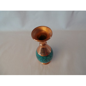Persian Turquoise Inlying  Vase - HTI1037-Persian Handicrafts