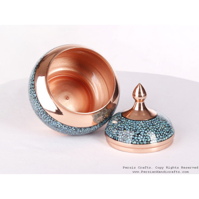 Turquoise Inlaying (FiroozehKoobi) Sugar/Candy Pot - HTI3001 